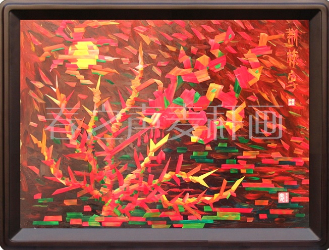 <荆棘鸟>麦秆画