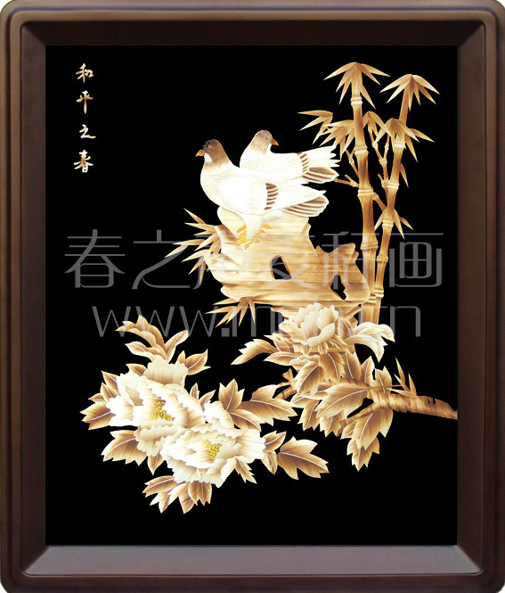 装饰画麦秆画和平之春