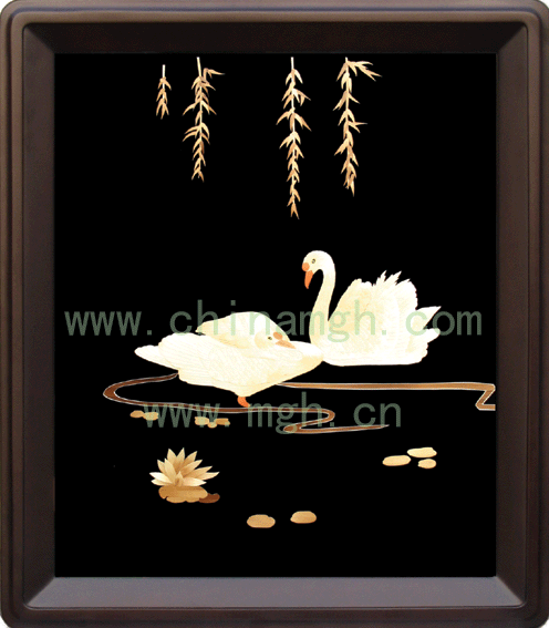 麦秆画装饰画天鹅