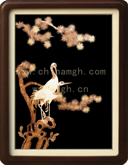 装饰画麦秆画双鹤