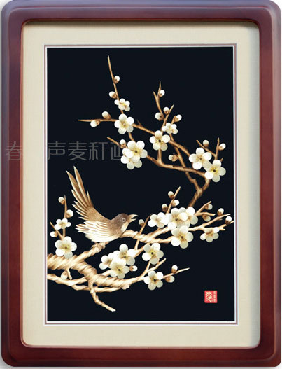 装饰画麦秆画喜上眉梢