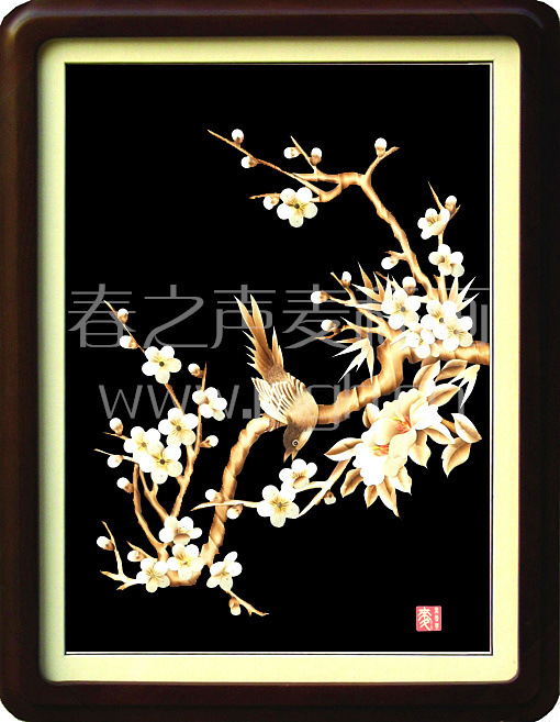 装饰画麦秆画梅鹊