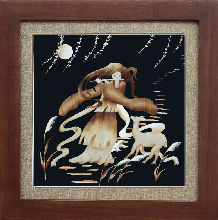 装饰画麦秆画鹿笛