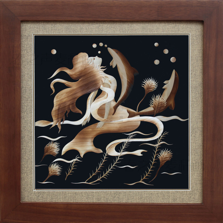 装饰画麦秆画手工艺品海之梦